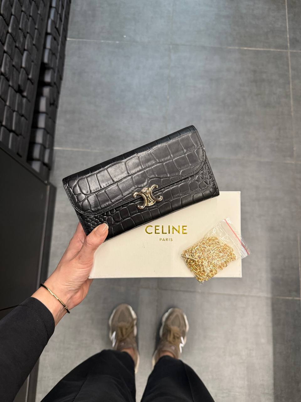 Celine Black Crocodile Wallet
