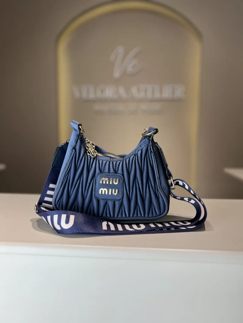 Miu Miu Matelasse Small Navy Blue Bag