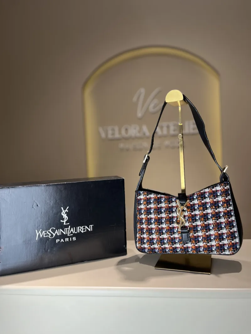 YSL LE5 - Tweed Black Shoulder Bag 
