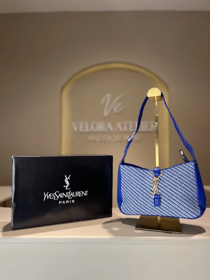 YSL LE5 - Tweed Blue Shoulder Bag 