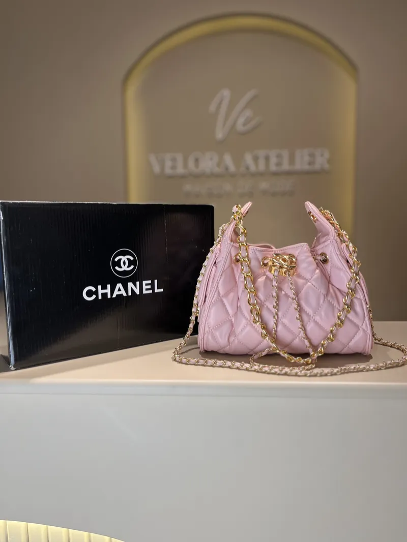 Chanel 25 Small Baby Pink Drawstring Bag
