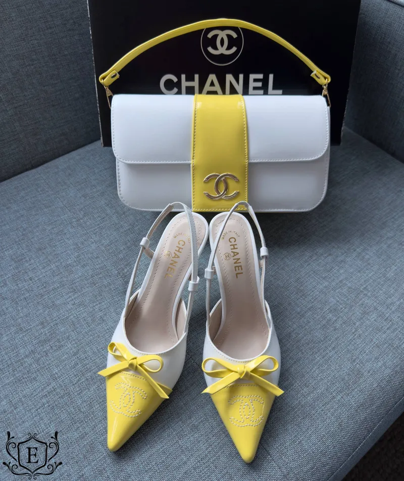 Chanel Slingback Bow Heels & Hand Bag