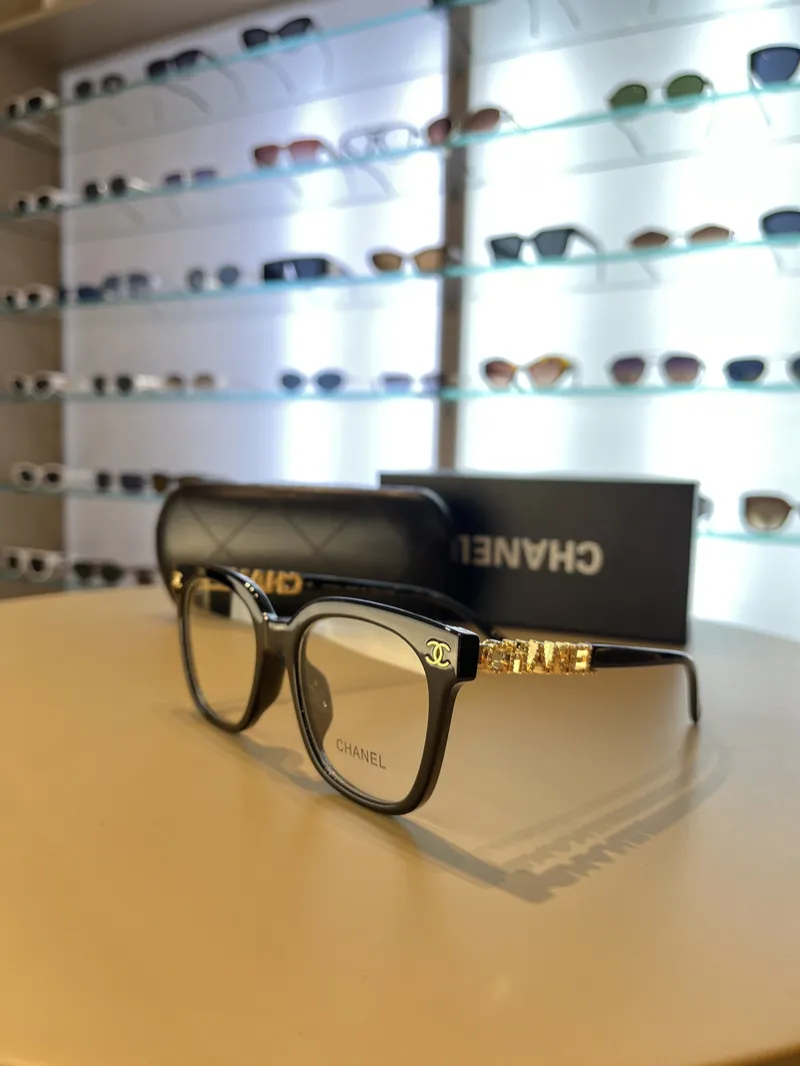Chanel Square Clear & Gold CC Sunglasses