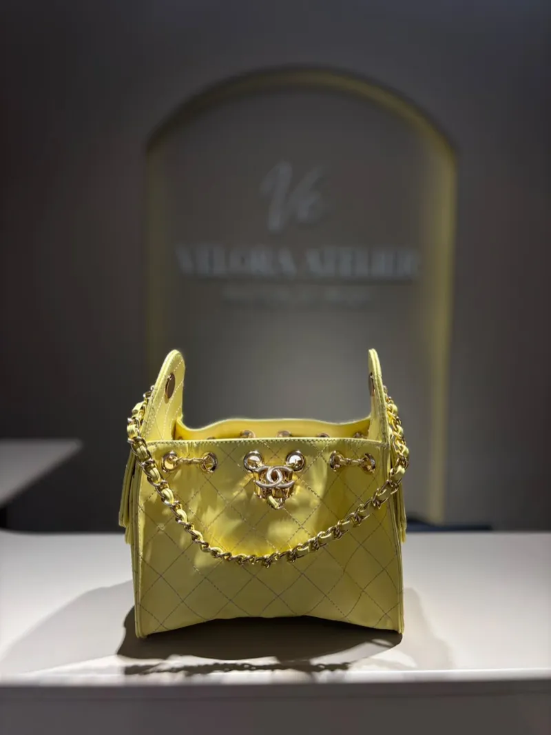 Chanel 25 Small Yellow Drawstring Bag