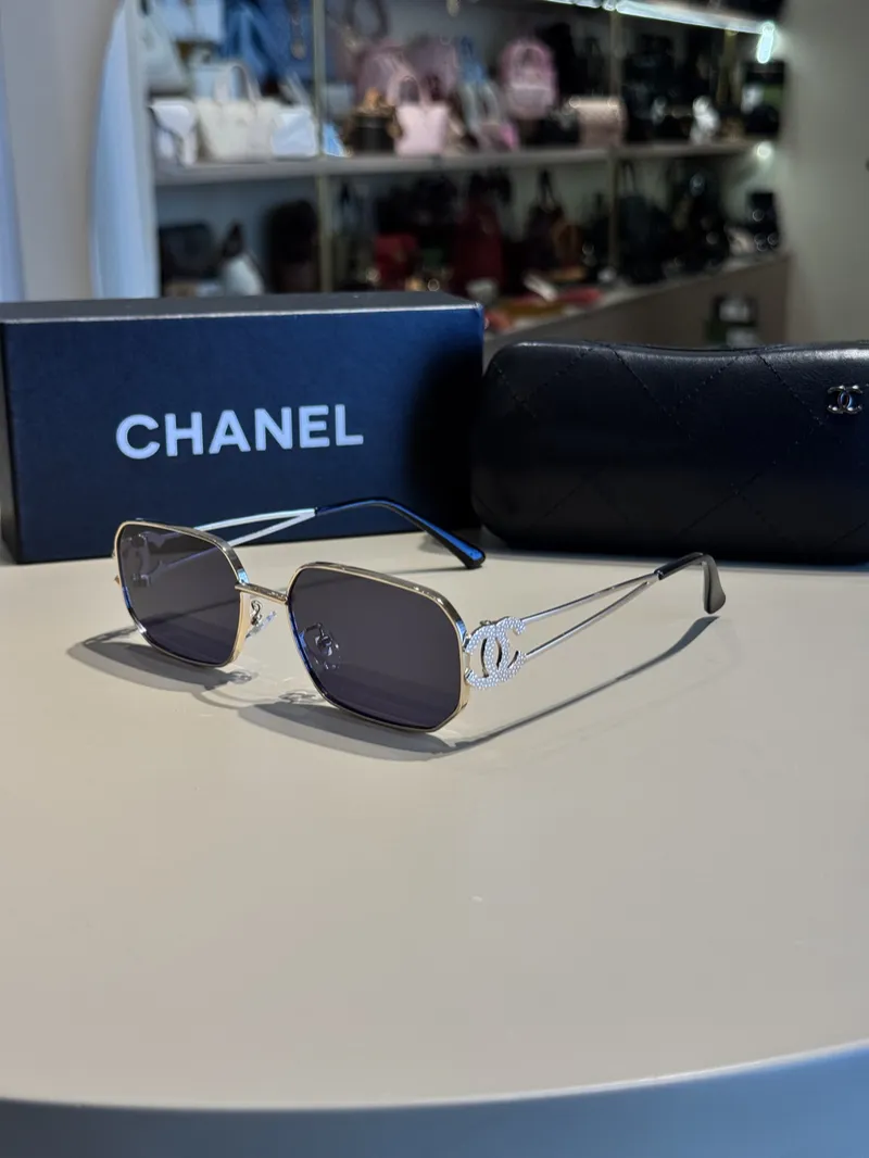 Chanel Crystal Square Lenses Sunglasses 