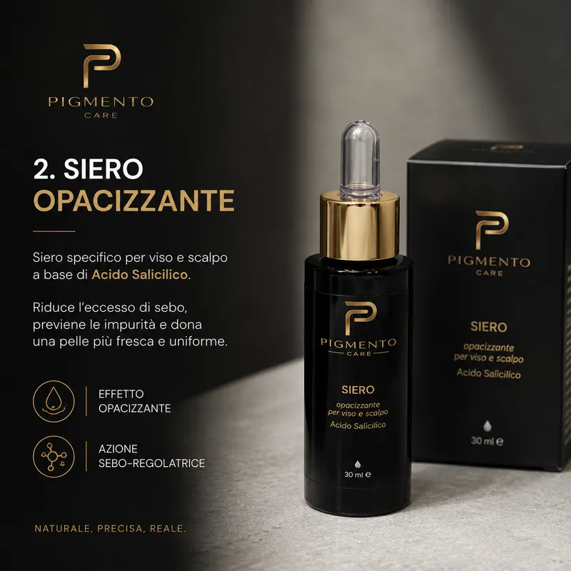 Siero opacizzante per viso e scalpo con acido salicilico