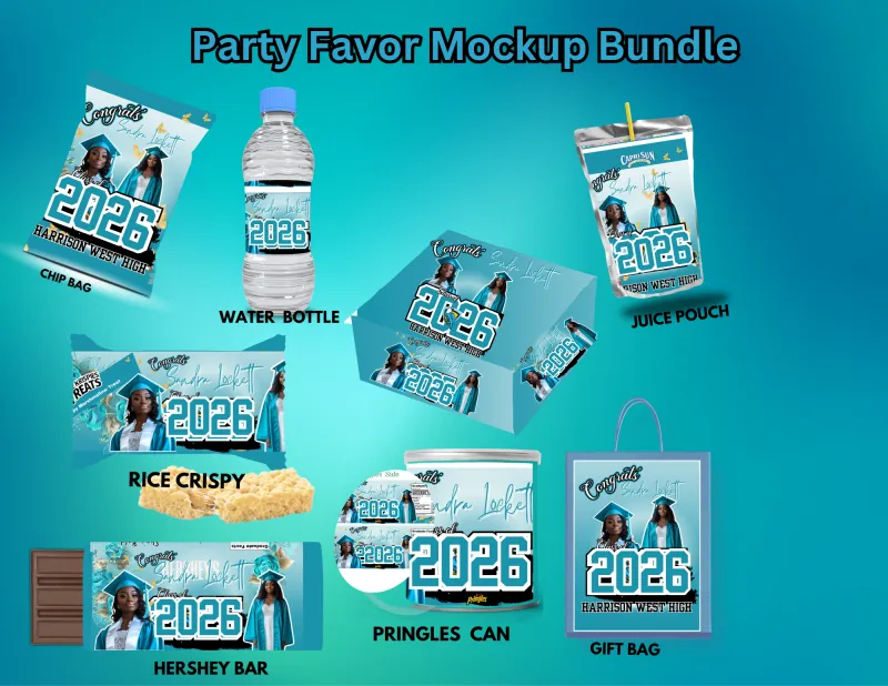 Elegant Turquoise Editable Digital Graduation Bundle | Custom Party Favor Set 💎