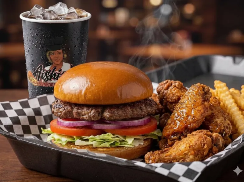 Burger & 6 Piece Wing Combo