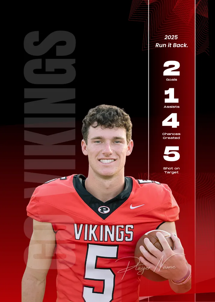 Personalized Athlete Stats Card Template — Black (5x7)