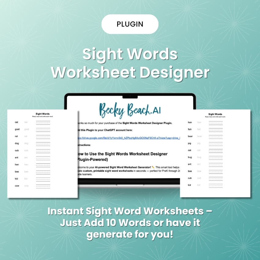 Sight Words Worksheet Designer