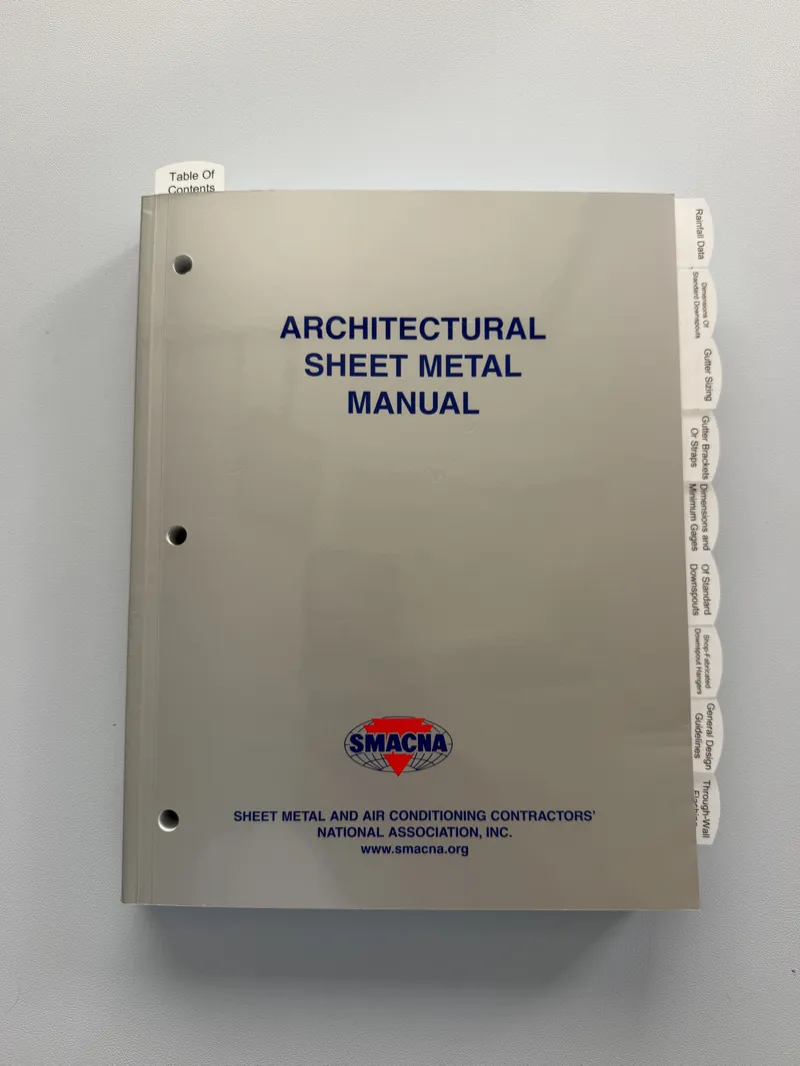 SMACNA Architectural Sheet Metal Manual 7th Edition pre-highlighted and tabbed