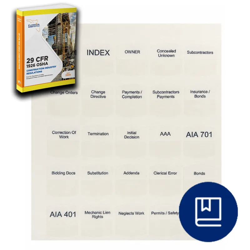 OSHA 29 CFR 1926 July 2026 Tabs For Roofing Exam