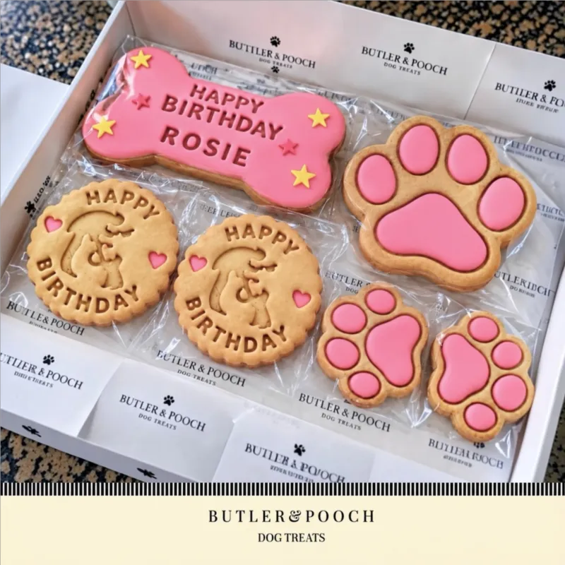 Birthday Personalised Biscuit Paw Set – Box of 6