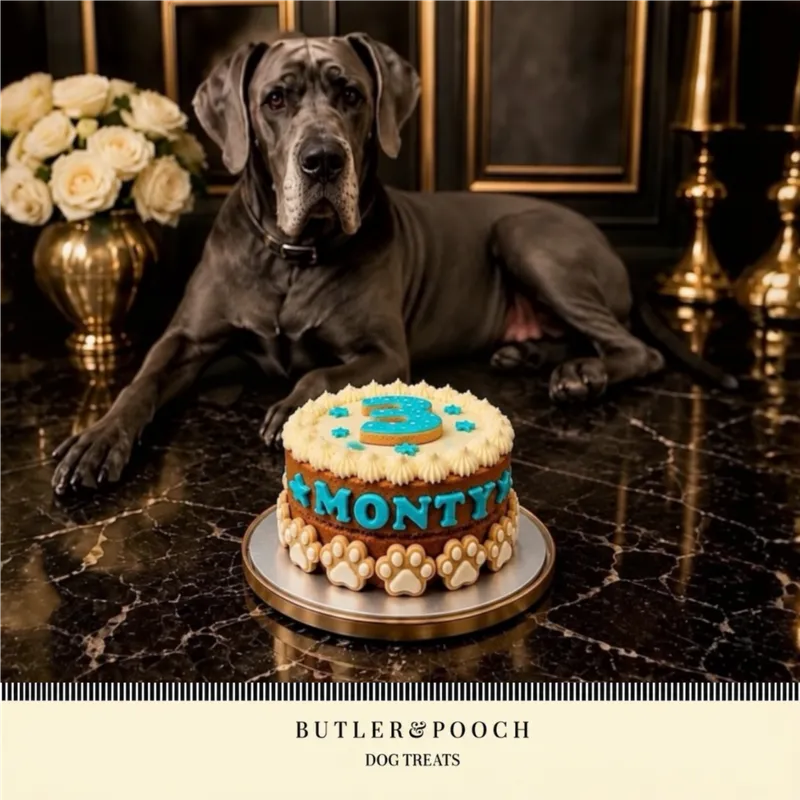Dog Cake 6” (Blue & White) Biscuit Paw Trim