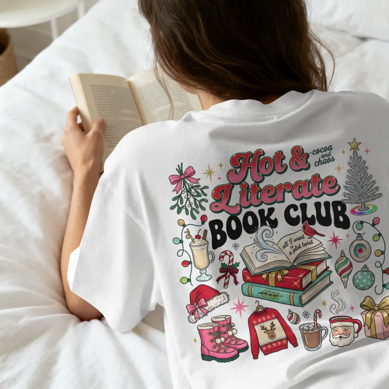 Hot & Literate Book Club Christmas Comfort Colors Tshirt
