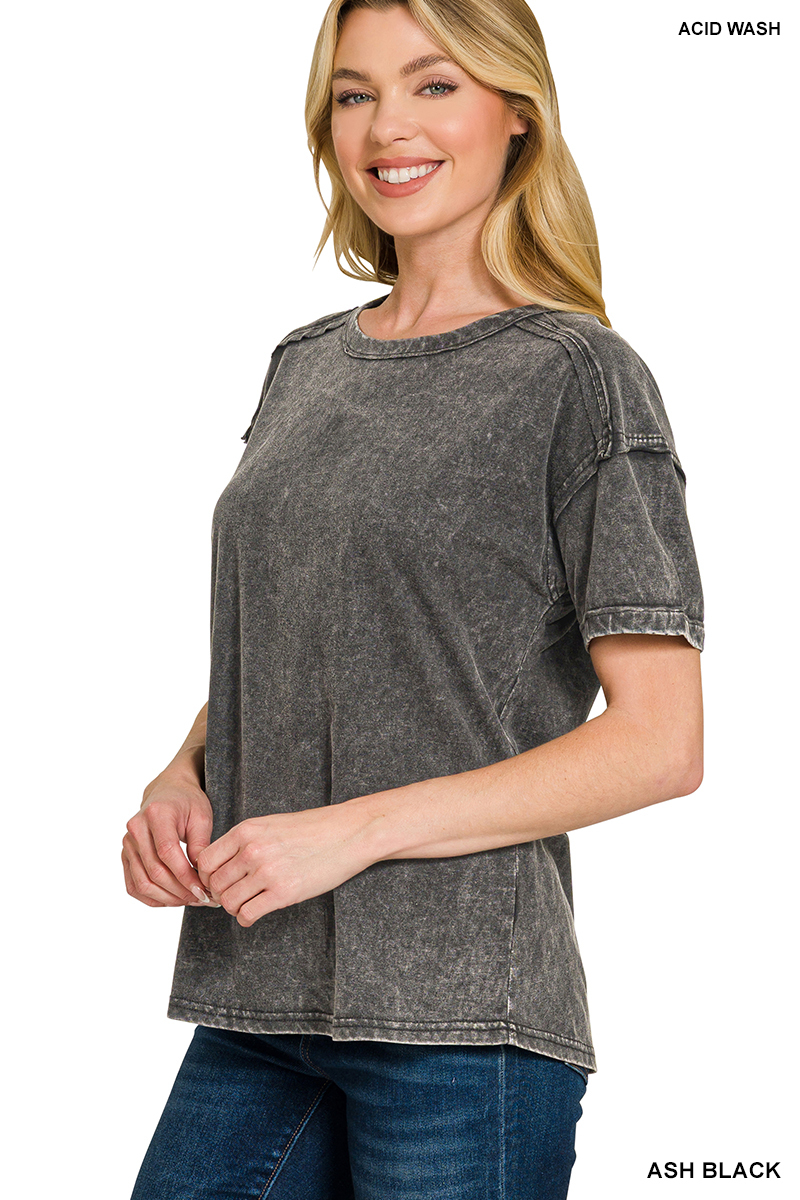 Everyday Courage Acid Wash Tee – Ash Black