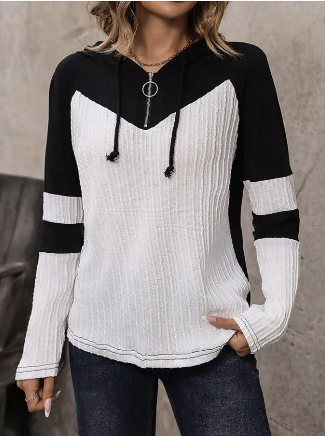 Half-Zip Color Block Hoodie