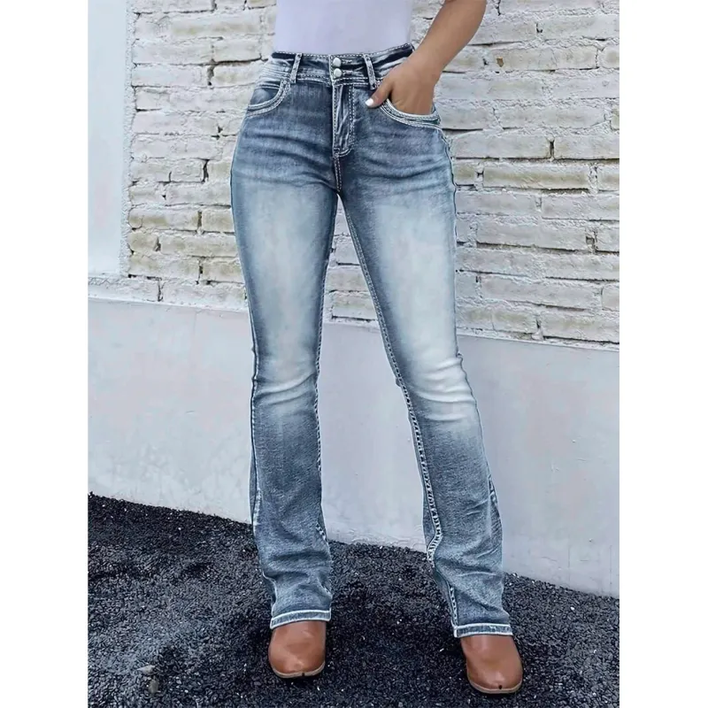 The Boot Scootin' Bootcut Jeans – Faded Wash High Rise Denim