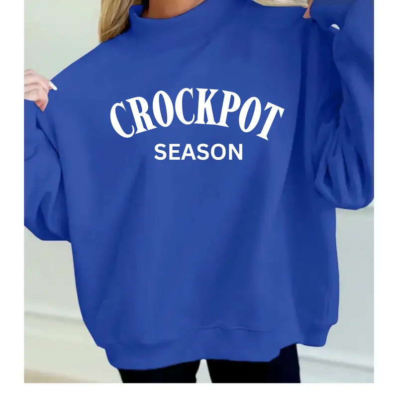 Crockpot Season Mock Neck Sweatshirt – Blue
