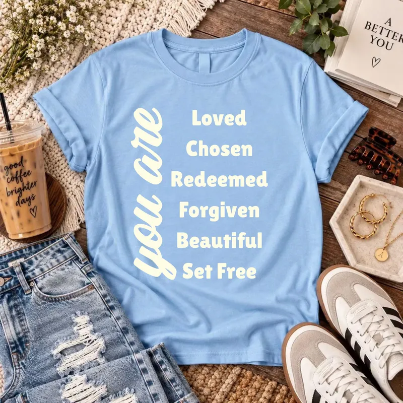 You Are Loved Chosen Redeemed Tee – Christian Affirmation T-Shirt