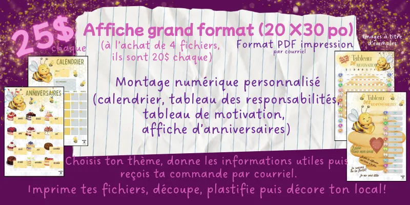 Affiche grand format (20po x 30po)