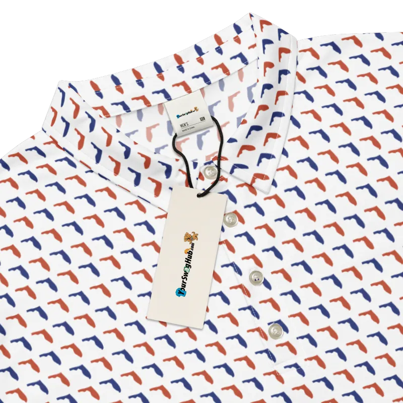 Men’s Fitted State of Florida Polo in Blue & Orange