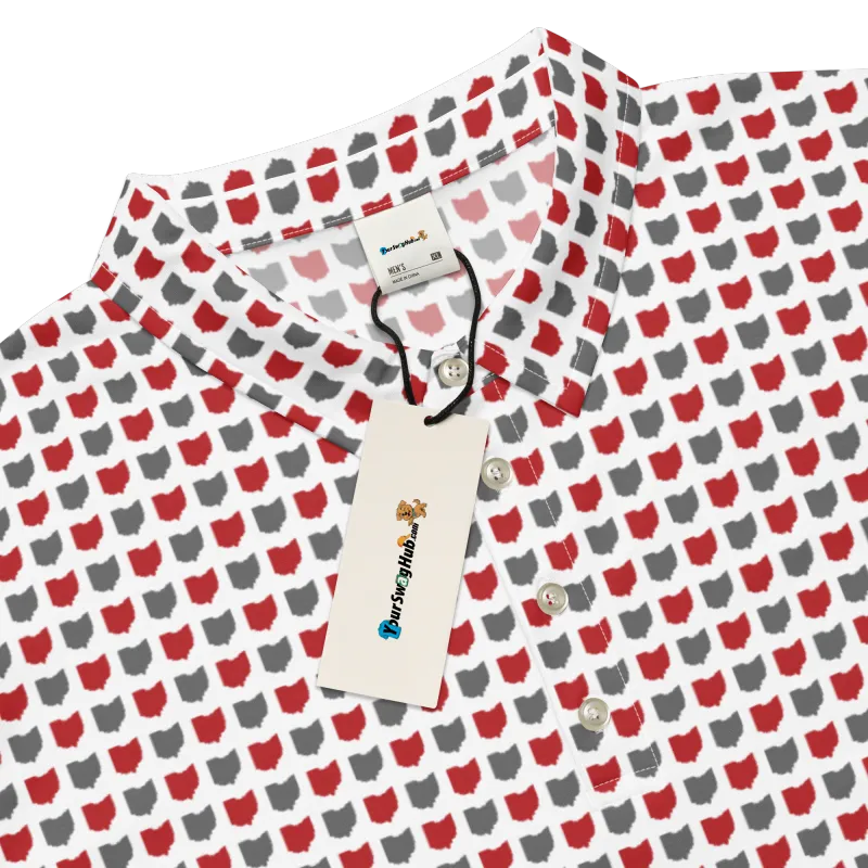 Men's Fitted State of Ohio Polo in Scarlet & Gray