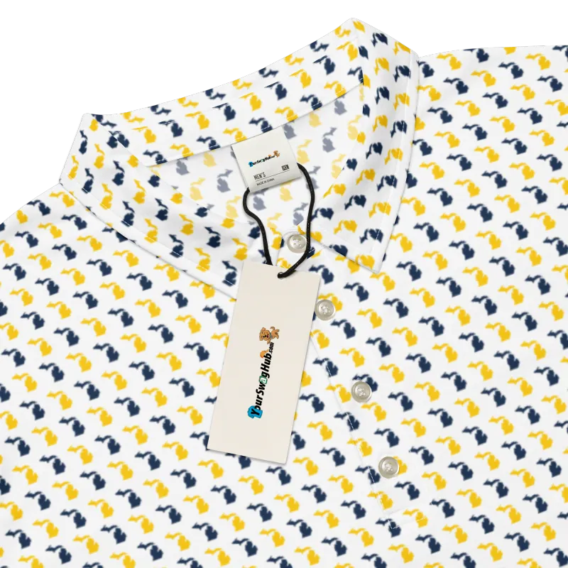 Men’s Fitted State of Michigan Polo in Maize and Blue