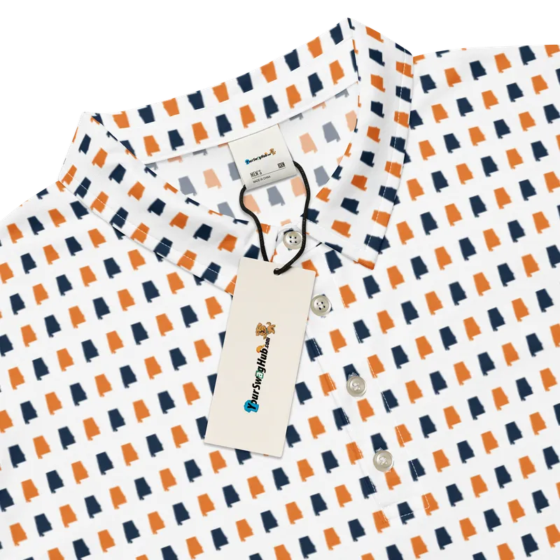 Men’s Fitted State of Alabama Polo in Auburn Blue and Orange