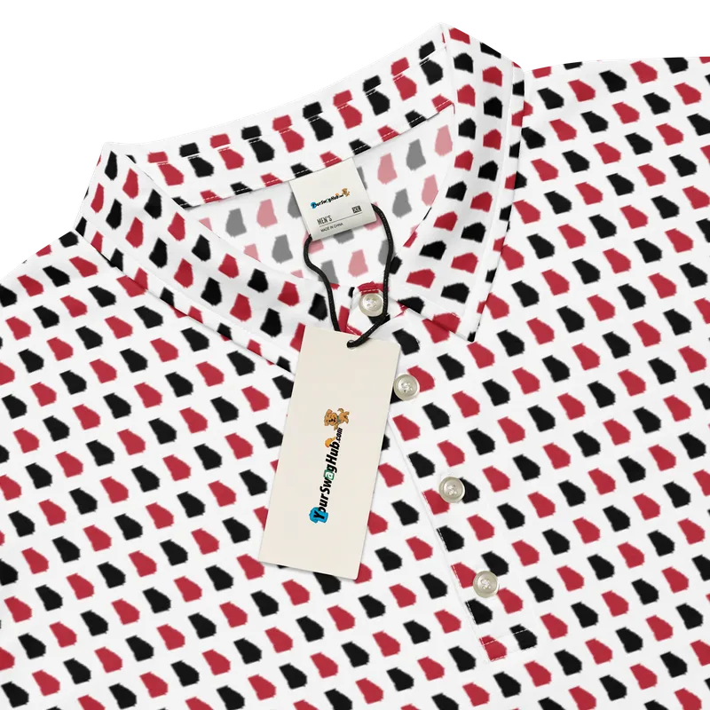 Men’s Fitted State of Georgia Polo in Bulldog Red and Black