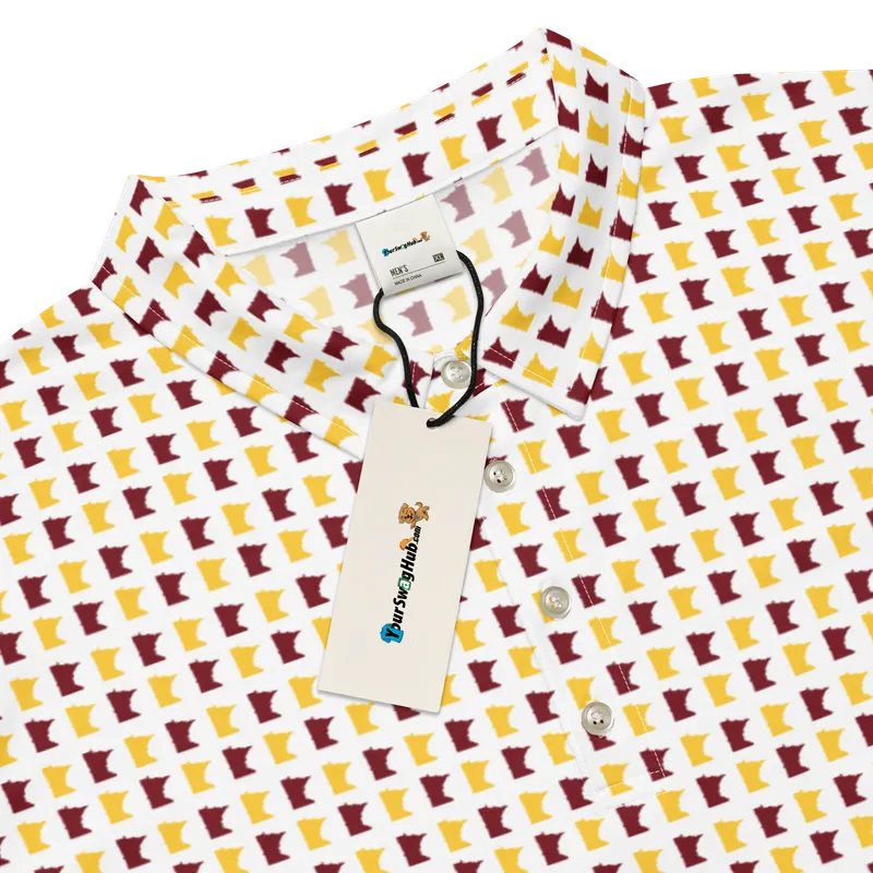 Men’s State of Minnesota Polo in Gopher Maroon and Gold