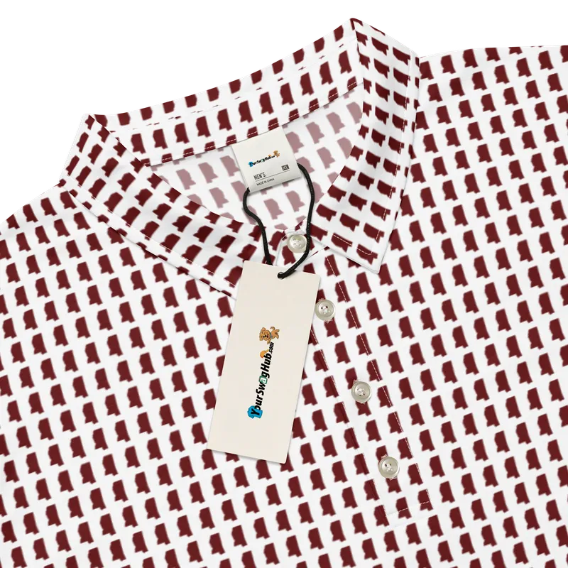Men’s Fitted State of Mississippi Polo in Maroon