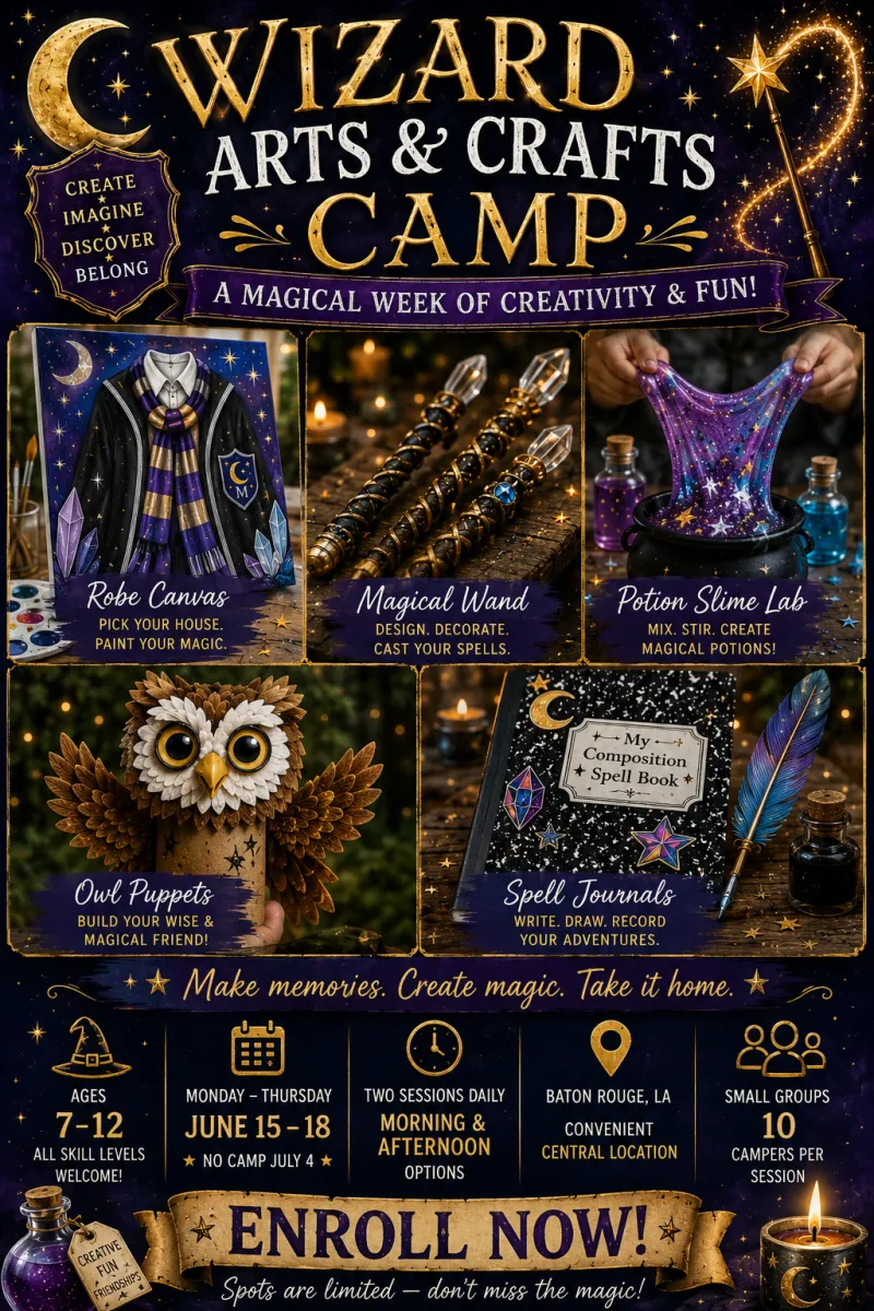 Wizard Art & Craft Camp ✨🎨 June 15-18, 2026