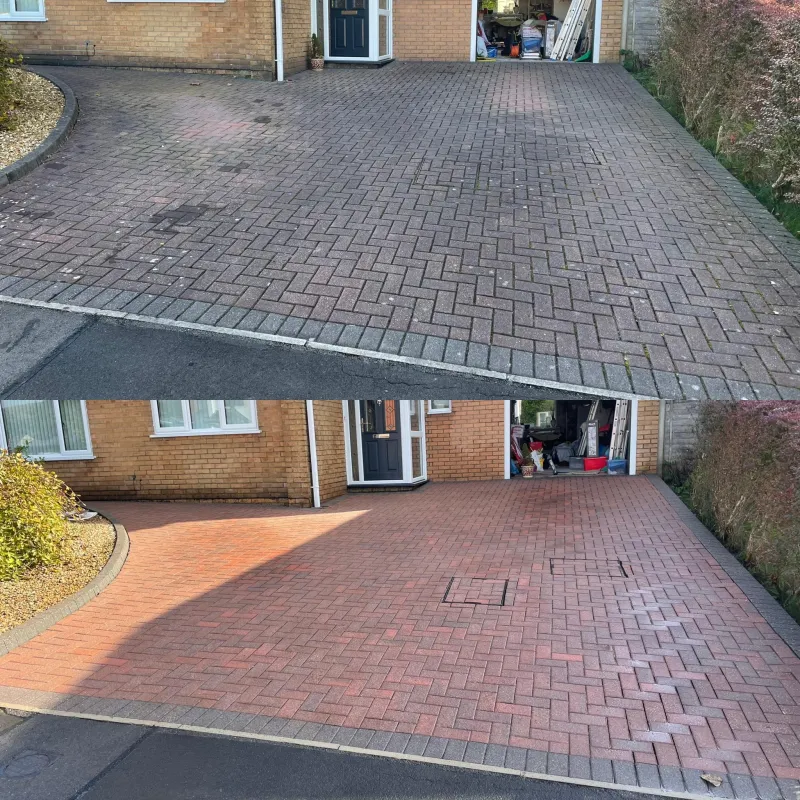 Driveway cleaning and re-sanding, before and after