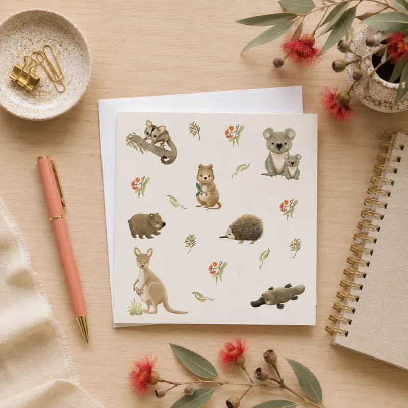 Petite Vous Greeting Card - Aussie Animals