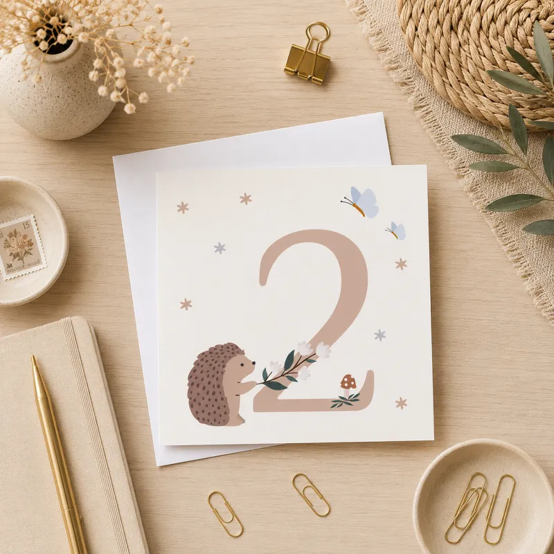 Petite Vous Greeting Card - Birthday 2 Hedgehog 