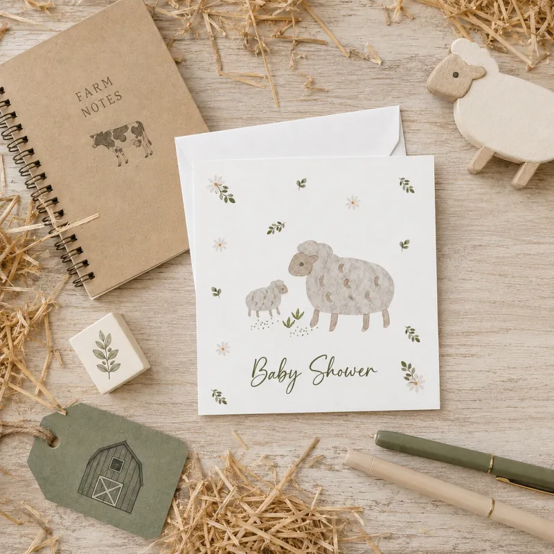 Petite Vous Greeting Card - Baby Shower Lamb