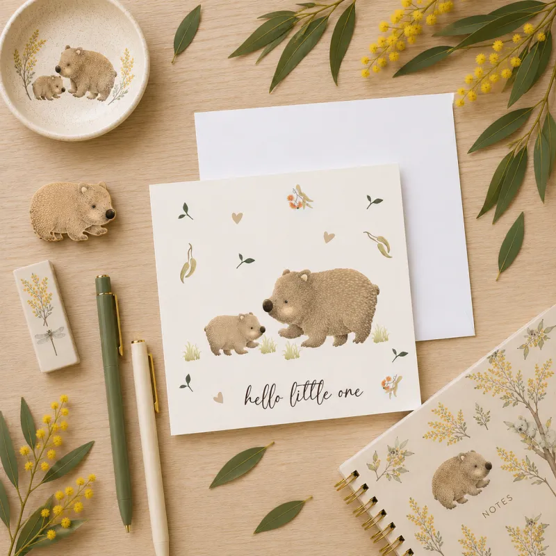 Greeting Card - Hello Little One Wombat