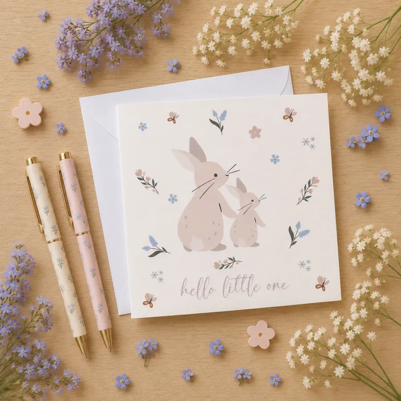 Greeting Card - Hello Little One Rabbits