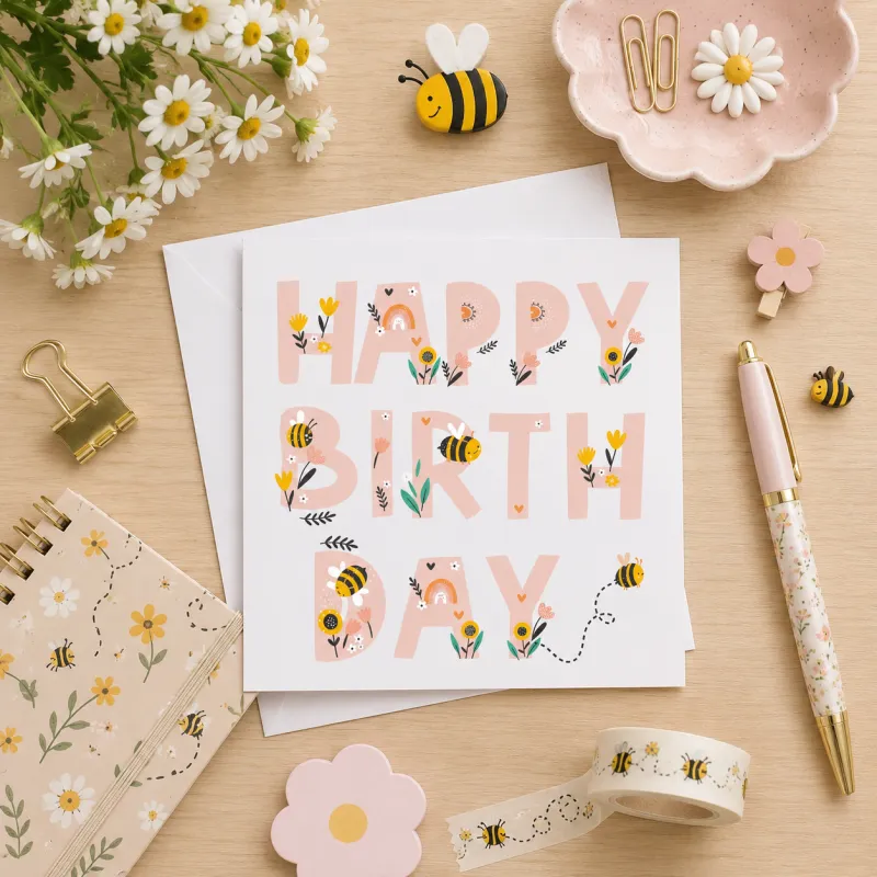 Greeting Card - Happy Birthday Bees
