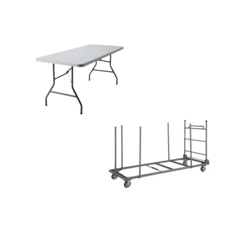 Set 20 plooitafels 183 cm wit + transportkar (Ecolight)