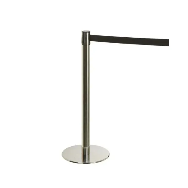 Geleidingspaal Slim Plus Inox met riem - RVS afzetpaal