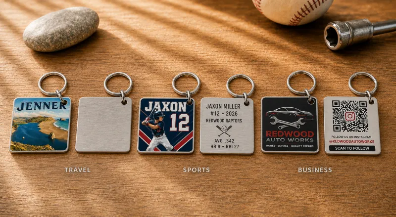 Aluminum Keychain 2"x2" double sided