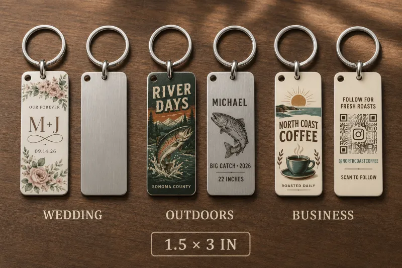 Aluminum Keychain 1.5"x3" double sided