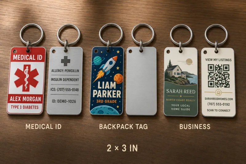 Aluminum Keychain 2"x3" double sided