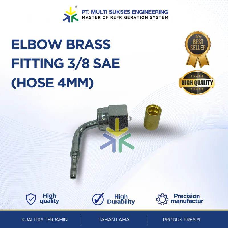 Elbow Brass Fitting 3/8 SAE Hose 4mm