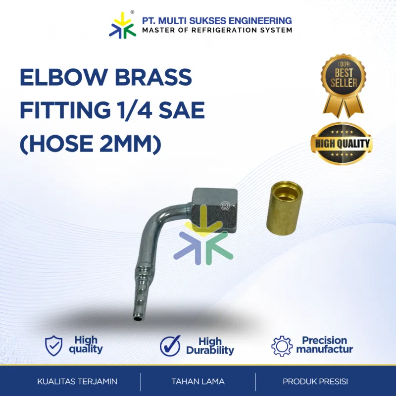 Elbow Brass Fitting 1/4 SAE Hose 2mm