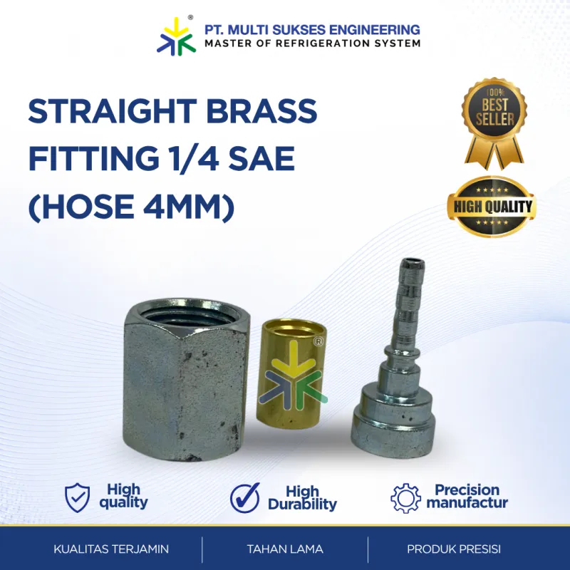 Straight Brass Fitting 1/4 SAE Hose 4mm