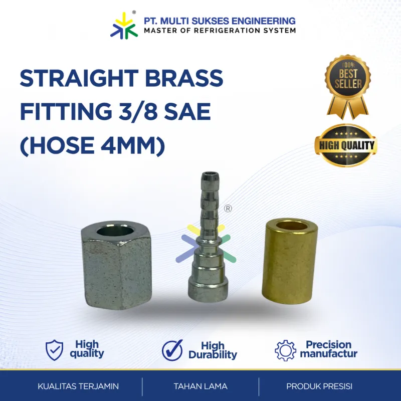 Straight Brass Fitting 3/8 SAE Hose 4mm