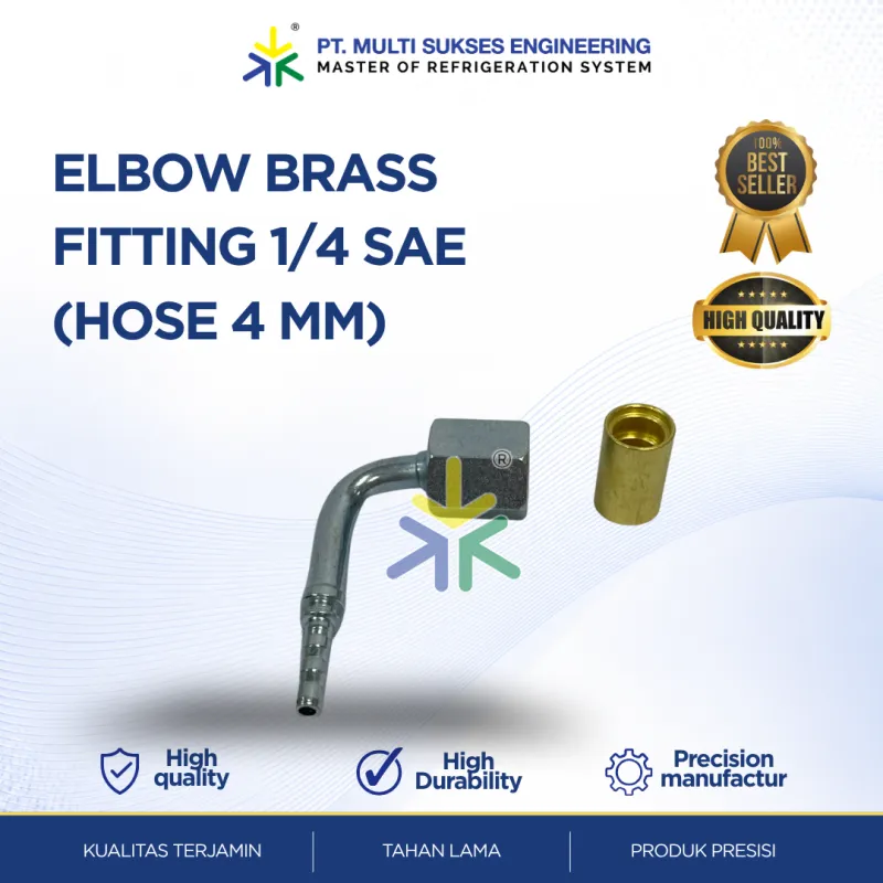Elbow Brass Fitting 1/4 SAE Hose 4mm
